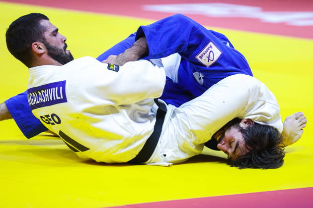 AZERBAIJAN, BAKU - OCTOBER 7, 2026: Tato Grigalashvili (L) of Georgia and Zelim Tckaev of Azerbaijan compete in their -81 kg bout as part of the 2026 World Judo Championships at the National Gymnastics Arena 2026 World Judo Championships In Baku  - ZUMAt113 20261007_zaa_t113_514 Copyright: xMikhailxSinitsynx