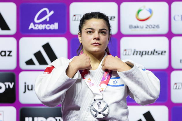 AZERBAIJAN, BAKU - OCTOBER 7, 2026: 2nd placed Kerem Primo of Israel attends an award ceremony for the women s -63 kg category during the 2026 World Judo Championships at the National Gymnastics Arena 2026 World Judo Championships In Baku  - ZUMAt113 20261007_zaa_t113_522 Copyright: xMikhailxSinitsynx