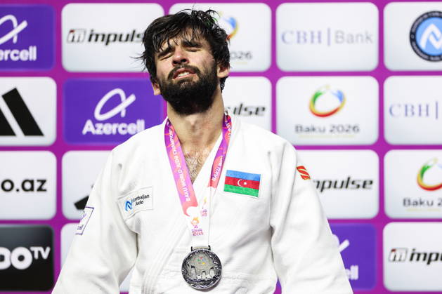 AZERBAIJAN, BAKU - OCTOBER 7, 2026: 2nd placed Zelim Tckaev of Azerbaijan attends an award ceremony for the men s -81 kg category during the 2026 World Judo Championships at the National Gymnastics Arena 2026 World Judo Championships In Baku - ZUMAt113 20261007_zaa_t113_523 Copyright: xMikhailxSinitsynx