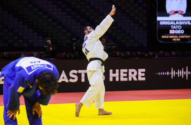 AZERBAIJAN, BAKU - OCTOBER 7, 2026: Tato Grigalashvili (R) of Georgia wins Zelim Tckaev of Azerbaijan in a -81 kg bout as part of the 2026 World Judo Championships at the National Gymnastics Arena 2026 World Judo Championships In Baku  - ZUMAt113 20261007_zaa_t113_531 Copyright: xMikhailxSinitsynx