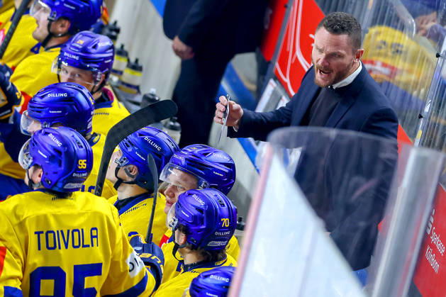 October 7, 2026, Ice hockey, CHL, Kölner Haie vs. Blue Fox Herning, Champions Hockey League 2026–27, Matchday 5, 2026–27 season, Lanxess Arena, Cologne; Head Coach Garath Murray of Blue Fox Herning HC gesturing from the sidelines, North Rhine-Westphalia, Germany
