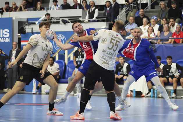 HANDBALL : Paris Saint Germain Vs Celje - Ligue des Champions - 07 10 2026 Luc Steins (Paris Saint-Germain) - Luka Karabatic (Paris Saint-Germain) Vs Lucijan Korosec (Celje) - Ziga Mlakar (Celje) ParisFrance Copyright: xMichaelxBaucherx