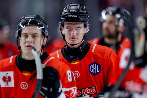 October 7, 2026, Ice hockey, CHL, Kölner Haie vs. Blue Fox Herning, Champions Hockey League 2026–27, Matchday 5, 2026–27 season, Lanxess Arena, Cologne; Celebrations following the 3–0 victory; Maximilian Kammerer, Kölner Haie 09, North Rhine-Westphalia, Germany