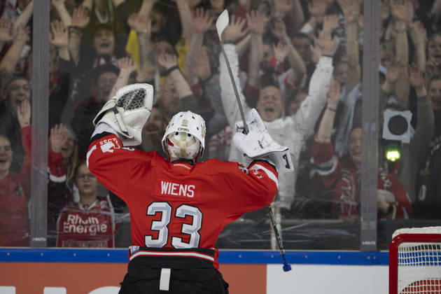 CHL Cologne Sharks vs. Herning Blue Fox, Cologne, October 7, 2026; Nico Wiens, Cologne Sharks, goaltender, 33; CHL Cologne Sharks vs. Herning Blue Fox on October 7, 2026, at the Lanxess Arena in Cologne, Germany Copyright: xBEAUTIFULxSPORTS AndreasxDickx