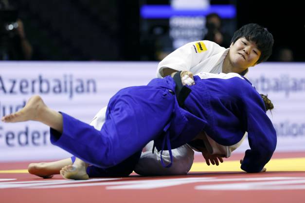 Judo: World championships Haruka Kaju (white) of Japan competes en route to beating Kerem Primo of Israel in the women s 63-kilogram final at the judo world championships in Baku, Azerbaijan, on Oct. 7, 2026. A14AA0005630393P
