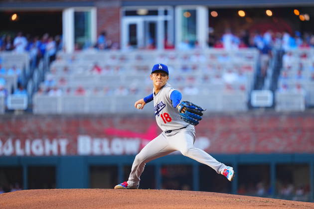Yoshinobu Yamamoto,(Dodgers) Starting pitcher Yoshinobu Yamamoto Oct.6,2026 - Baseball : MLB, Baseball Herren, USA National League Division Series Atlanta Braves vs. Los Angeles Dodgers Venue: Truist Park (Cumberland, Georgia, USA)  aflo_353997392 YujixArakawax