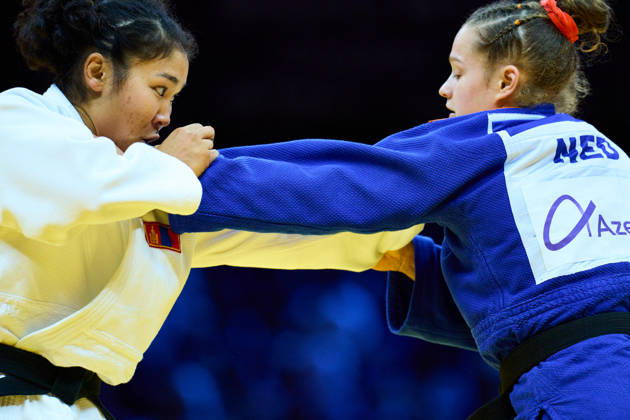 (L-R) Lkhagvatogoo Enkhriilen (MGL), Van Lieshout Joanne (NED), OCTOBER 7, 2026 - Judo : World Judo Championships BAKU2026 Women s -63kg3rd place match at National Gymnastics Arena in Baku, Azerbaijan. Noxthirdxpartyxsales aflo_354113104 KenxAsakurax