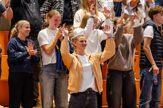 Dortmund, October 7, 2026, Handball, Women s, Alsco Women s Handball Bundesliga, Matchday 5, BVB Borussia Dortmund vs. Buxtehuder SV. Among the spectators, Alexandra Popp is also celebrating the victory of the Dortmund women s handball team. Dortmund Sporthalle Wellinghofen, North Rhine-Westphalia, Germany