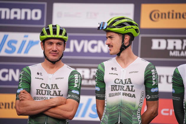 Spain s Fernando Barcelo Aragon of Caja Rural-Seguros RGA and Spain s Joan Bou of Caja Rural-Seguros RGA during the 110th edition of the Gran Piemonte 2026 a 185 km one day race from Asti to Bra on October 08, 2026, Italy. Copyright: xMarcoxAlpozzi LaPressex