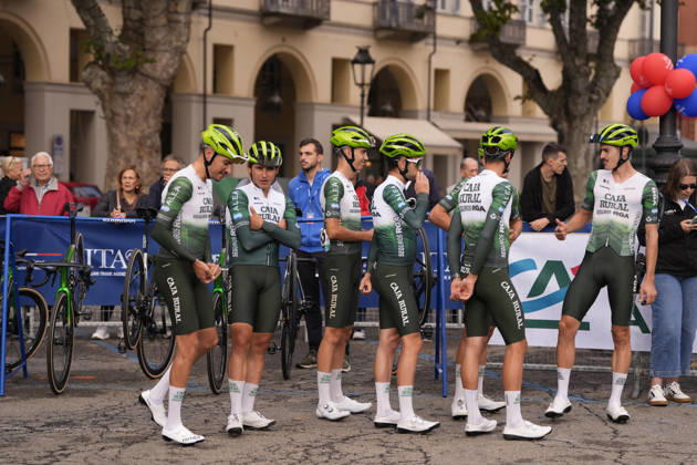 Pre race eam Caja Rural-Seguros RGA during the 110th edition of the Gran Piemonte 2026 a 185 km one day race from Asti to Bra on October 08, 2026, Italy.  Copyright: xFabioxFerrari LaPressex