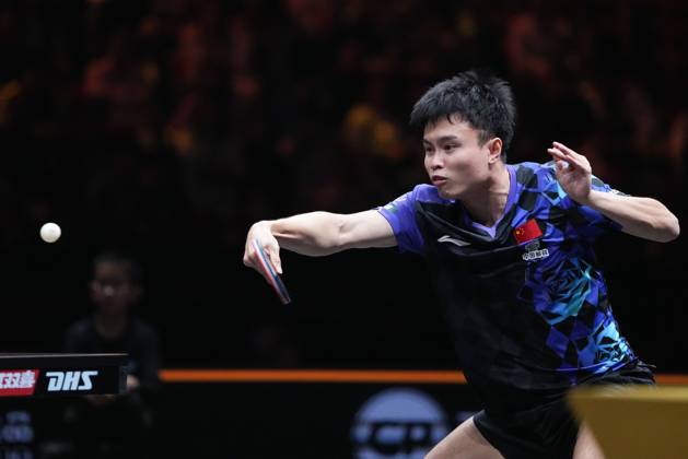 (261008) -- BEIJING, Oct. 8, 2026 -- Zhou Qihao of China hits a return during the men s singles round of 16 match between Zhou Qihao of China and Harimoto Tomokazu of Japan at 2026 World Table tennis, Tischtennis (WTT) China Smash in Beijing, China, Oct. 8, 2026. ) (SP)CHINA-BEIJING-TABLE TENNIS-WTT-CHINA SMASH-MEN S SINGLES (CN) JuxHuanzong