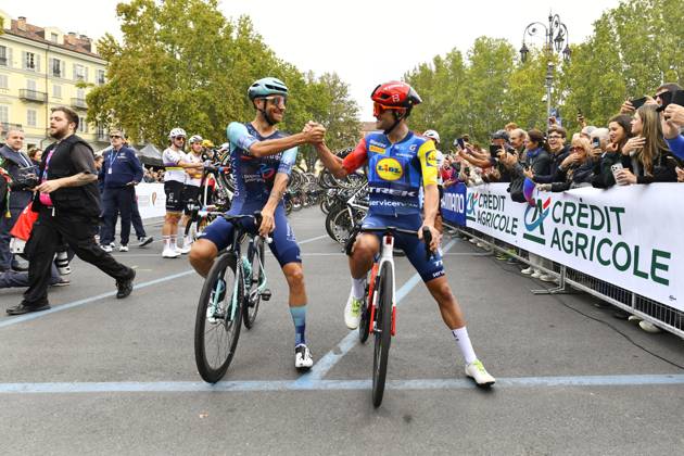 CYCLING - Road cycling, Rad, Radsport, Strasse - Il Gran Piemonte 2026 Photo by IPA ABACAPRESS.COM89426338 - Jacopo Mosca and Damiano Caruso (ITA) during his farewell race at Il Gran Piemonte 2026, a road cycling race in Aqui Terme, Italy, on October 8, 2026 Aqui Terme Italy  Copyright: xIPAxSport ABACAx