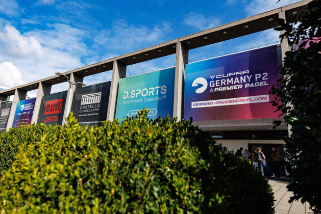 DÜSSELDORF, GERMANY - 8 OCTOBER 2026: Image shows a feature of Banner CUPRA Germany Premier Padel P2 2026 outside of CASTELLO Düsseldorf during CUPRA Germany Premier Padel P2 2026 Day 5: Round of 16 at CASTELLO Düsseldorf on 8 10 2026 in Düsseldorf, Germany. Germany Copyright: xFröhlichxPascalx
