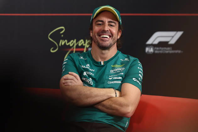 F1 Singapore Grand Prix 2026 Previews Fernando Alonso of Aston Martin Aramco during the press conference, PK, Pressekonferenz ahead of the Formula 1 Singapore Grand Prix at Marina Bay Street Circuit in Singapore on October 8, 2026. Singapore Singapore  Copyright: xJakubxPorzyckix originalFilename:porzycki-f1singap261008_npCwV