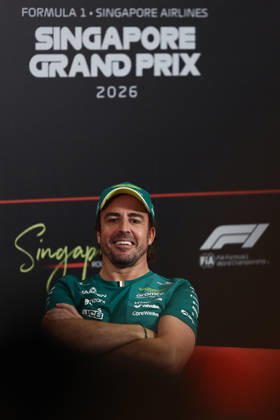 F1 Singapore Grand Prix 2026 Previews Fernando Alonso of Aston Martin Aramco during the press conference, PK, Pressekonferenz ahead of the Formula 1 Singapore Grand Prix at Marina Bay Street Circuit in Singapore on October 8, 2026. Singapore Singapore  Copyright: xJakubxPorzyckix originalFilename:porzycki-f1singap261008_npQhO