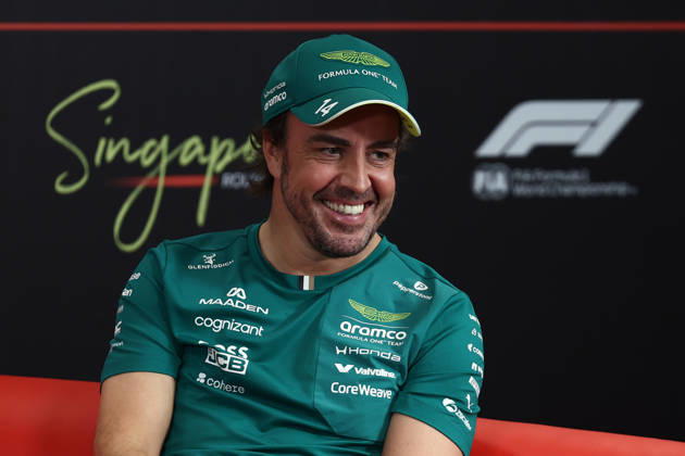 F1 Singapore Grand Prix 2026 Previews Fernando Alonso of Aston Martin Aramco during the press conference, PK, Pressekonferenz ahead of the Formula 1 Singapore Grand Prix at Marina Bay Street Circuit in Singapore on October 8, 2026. Singapore Singapore  Copyright: xJakubxPorzyckix originalFilename:porzycki-f1singap261008_npWjd
