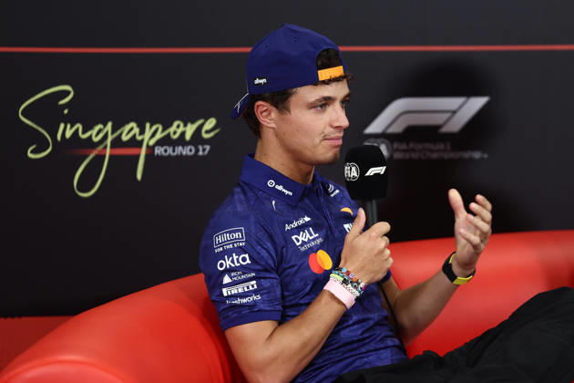 F1 Singapore Grand Prix 2026 Previews Lando Norris of McLaren during the press conference, PK, Pressekonferenz ahead of the Formula 1 Singapore Grand Prix at Marina Bay Street Circuit in Singapore on October 8, 2026. Singapore Singapore  Copyright: xJakubxPorzyckix originalFilename:porzycki-f1singap261008_npLNy