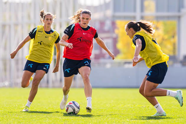 October 8, 2026: Signe Gaupset of the Norwegian women’s national soccer team during a training session on October 8, 2026 in Bucharest. Photo by Marius Simensen. BILDBYRAN Cop 238 bbeng women FIFA Women’s World Cup qualifier soccer football Norway practice training  Copyright: MARIUSxSIMENSEN BB261008BB240