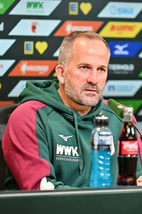 FC Augsburg Press Conference, October 8, 2026, AUGSBURG, GERMANY. Pictured: Manuel BAUM, FC Augsburg coach, at the press conference ahead of the Bundesliga match against FC Bayern. Copyright: xBEAUTIFULxSPORTS Goldbergx