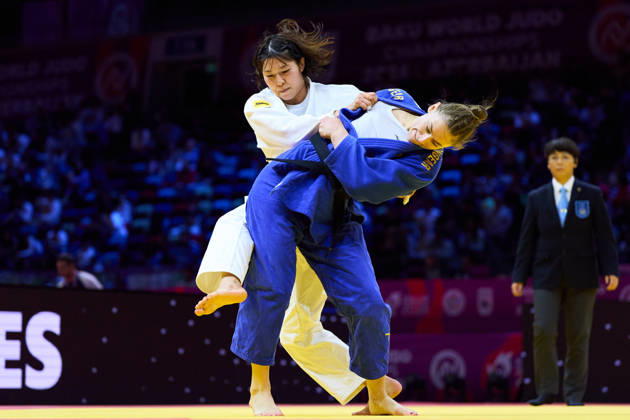 (L-R) Shiho Tanaka (JPN), Scoccimarro Giovanna (GER), OCTOBER 8, 2026 -Judo : World Judo Championships BAKU2026 Women s -70kg3rd Round match at National Gymnastics Arena in Baku, Azerbaijan. aflo_354298651 KenxAsakurax
