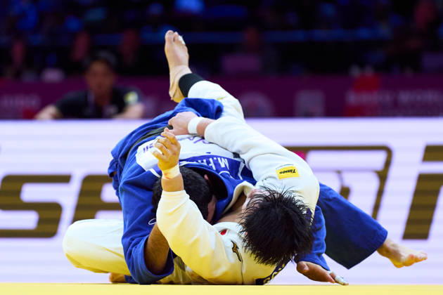 (Top-Bottom) Fatiyev Murad (AZE), Goki Tajima (JPN),, OCTOBER 8, 2026 -Judo : World Judo Championships BAKU2026 Mens -90kgSemi-final match at National Gymnastics Arena in Baku, Azerbaijan.  aflo_354298669 KenxAsakurax