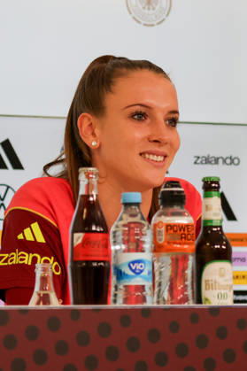 October 8, 2026, xgrfx, DFB Soccer Media Events, German Women s National Team Press Conference and Final Training Session, featuring Ena Mahmutovic, German Women s National Team, Karlsruhe