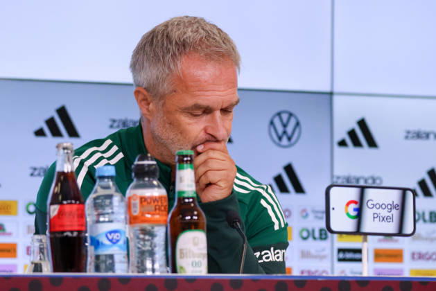 Karlsruhe, Germany, October 8, 2026 German Women s National Soccer Team Post-Match Press Conference: Friendly Match Germany vs. Australia Pictured: National Team Coach Christian Wück (Wueck) of Germany at the post-match press conference in Karlsruhe Copyright: HMBxMedia MadeleinexFantini
