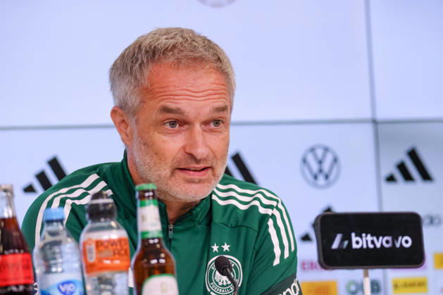 Karlsruhe, Germany, October 8, 2026 German Women s National Soccer Team Post-Match Press Conference: Friendly Match Germany vs. Australia Pictured: National Team Coach Christian Wück (Wueck) of Germany at the post-match press conference in Karlsruhe Copyright: HMBxMedia MadeleinexFantini