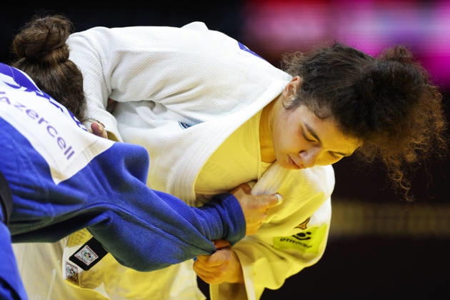AZERBAIJAN, BAKU - OCTOBER 8, 2026: Madina Taimazova (R) of Russia and Aleksandra Andric of Serbia compete in their -70 kg bout as part of the 2026 World Judo Championships at the National Gymnastics Arena 2026 World Judo Championships In Baku  - ZUMAt113 20261008_zaa_t113_457 Copyright: xMikhailxSinitsynx