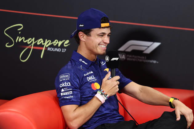 F1 Singapore Grand Prix 2026 Previews Lando Norris of McLaren during the press conference, PK, Pressekonferenz ahead of the Formula 1 Singapore Grand Prix at Marina Bay Street Circuit in Singapore on October 8, 2026. Singapore Singapore Copyright: xJakubxPorzyckix originalFilename:porzycki-f1singap261008_npDcs
