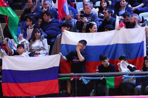 AZERBAIJAN, BAKU - OCTOBER 8, 2026: Russia s fans are pictured during the 2026 World Judo Championships at the National Gymnastics Arena 2026 World Judo Championships In Baku - ZUMAt113 20261008_zaa_t113_481 Copyright: xMikhailxSinitsynx