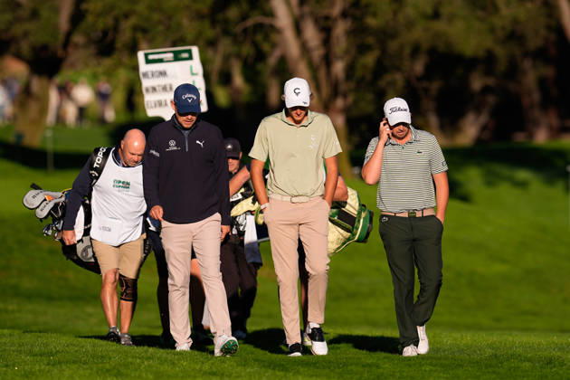 October 8, 2026, Madrid, Madrid, Spain: Jeff Winther of Denmark, Adrian Meronk of Poland and Manuel Elvira of Spain during the Open de EspaoÂ±a 2026 presented by Madrid, R1, golf tournament of DP World Tour at Club de Campo Villa de Madrid on October 08, 2026, in Madrid, Spain. Madrid Spain - ZUMAa181 20261008_zaa_a181_028 Copyright: xDennisxAgyemanx