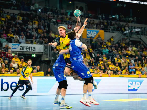 October 8, 2026, xwppx, Opel HBL Handball, Rhein-Neckar Löwen vs. ThSV Eisenach; from left: Edwin Aspenbäck, Rhein-Neckar Löwen
