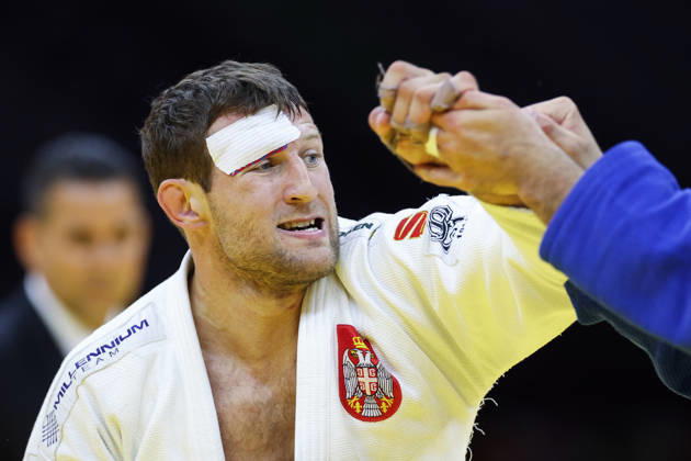 AZERBAIJAN, BAKU - OCTOBER 8, 2026: Nemanja Majdov of Serbia is pictured during a -90 kg bout against Murad Fatiyev of Azerbaijan as part of the 2026 World Judo Championships at the National Gymnastics Arena 2026 World Judo Championships In Baku - ZUMAt113 20261008_zaa_t113_624 Copyright: xMikhailxSinitsynx