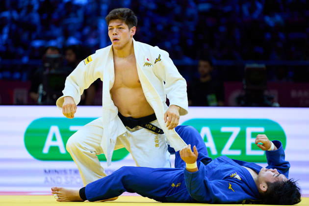 (L-R) Sanshiro Murao (JPN), Goki Tajima (JPN), OCTOBER 8, 2026 -Judo : World Judo Championships BAKU2026 Mens -90kgFinal match at National Gymnastics Arena in Baku, Azerbaijan. aflo_354330799 KenxAsakurax