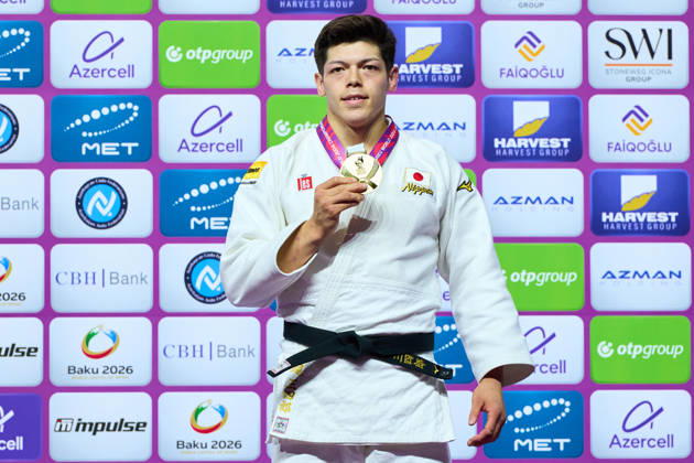 Sanshiro Murao (JPN), OCTOBER 8, 2026 -Judo : World Judo Championships BAKU2026 Mens -90kgMedal Ceremony at National Gymnastics Arena in Baku, Azerbaijan.  aflo_354330843 KenxAsakurax