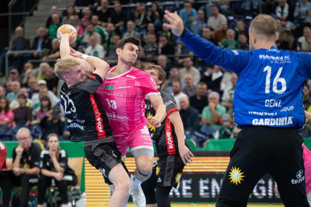 Handball, HBL2: SC DHfK Leipzig vs. TuS N Lübbecke, October 8, 2026; Matej Klima 13; SC DHfK Leipzig is coached by Henri Pabst 25, TuS N Lübbecke is led by Henri Pabst (25), Handball, 2nd Bundesliga, 2026–2027 season, Matchday 7: SC DHfK Leipzig vs. TuS N Lübbecke on October 8, 2026, at the Quarterback Immobilien Arena Leipzig Copyright: xBEAUTIFULxSPORTS JanxKaeferx