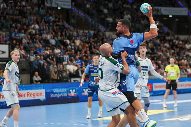 Philipp Ahouansou, TVB Stuttgart, 5 GER, TVB Stuttgart vs. HSG Wetzlar, Handball, Opel Handball Bundesliga, Matchday 8, 2026–2027 Season, October 8, 2026 GER, TVB Stuttgart vs. HSG Wetzlar, Handball, Opel Handball Bundesliga, Matchday 8, 2026–2027 season, October 8, 2026 Stuttgart Copyright: xEibner-Pressefoto SoerenxHerwegx EP_SHG