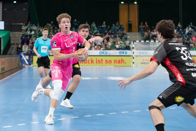 Handball, HBL2: SC DHfK Leipzig vs. TuS N Lübbecke, October 8, 2026; Finn Schroven 19, SC DHfK Leipzig; Handball, 2nd Bundesliga, 2026–2027 season, Matchday 7: SC DHfK Leipzig vs. TuS N Lübbecke on October 8, 2026, at the Quarterback Immobilien Arena Leipzig Copyright: xBEAUTIFULxSPORTS JanxKaeferx