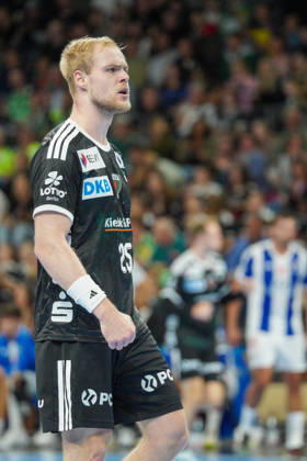 Pictured: Matthes Langhoff, Füchse Berlin, August 25, 2026; Füchse Berlin vs. FC Porto, EHF Handball Champions League, 2026–27 season, Max Schmeling Halle Copyright: HMBxMedia xPascalxSpanehl