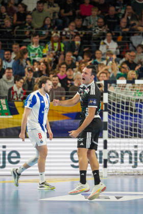 Pictured: Aitor Arino, Fuechse Berlin, 14, , goal, score, celebration, goal celebration, joy, excitement, celebrating, cheering, October 8, 2026, Fuechse Berlin vs. FC Porto, EHF Handball Champions League, 2026–27 season, Max Schmeling Halle, October 8, 2026, Fuechse Berlin vs. FC Porto, EHF Handball Champions League, 2026–27 season, Max Schmeling Hall, October 8, 2026, Fuechse Berlin vs. FC Porto, EHF Handball Champions League, 2026–27 season, Max Schmeling Hall, October 8, 2026, Fuechse Berlin vs. FC Porto, EHF Handball Champions League, 2026–27 season, Max Schmeling Hall Copyright: HMBxMedia xPascalxSpanehl