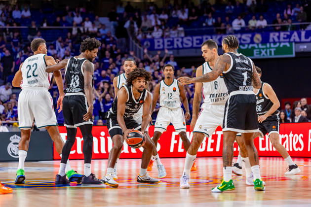 ESP Euroleague: Real Madrid vs. Partizan Belgrade. Ethan Thompson of Partizan during the Euroleague game between Real Madrid and Partizan Mozzart Bet Belgrade, played at Movistar Arena Stadium on October 8, 2026, in Madrid, Spain. Madrid, Spain. Basketball Copyright: xAlbaxPachecox xAgenciaxLOFx