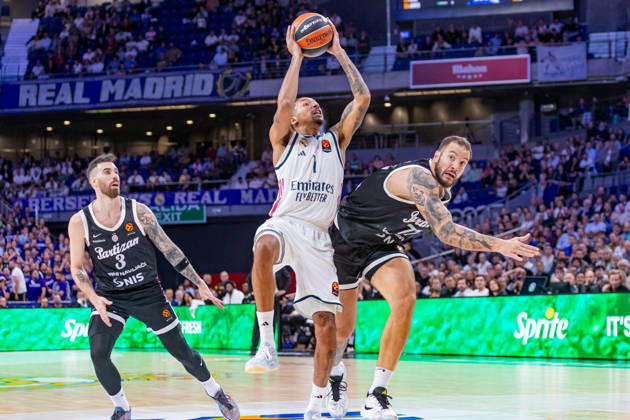 ESP Euroleague: Real Madrid vs. Partizan Belgrade. Nick Smith Jr. of Real Madrid during the Euroleague game between Real Madrid and Partizan Mozzart Bet Belgrade, played at Movistar Arena Stadium on October 8, 2026, in Madrid, Spain. Madrid, Spain. Basketball Copyright: xAlbaxPachecox xAgenciaxLOFx