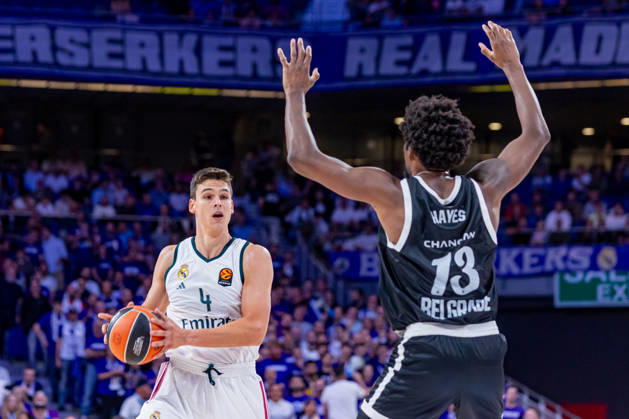 ESP EuroLeague: Real Madrid vs. Partizan Belgrade — Jaime Pradilla of Real Madrid during the EuroLeague game between Real Madrid and Partizan Mozzart Bet Belgrade, played at Movistar Arena on October 8, 2026, in Madrid, Spain. Madrid, Spain. Basketball Copyright: xAlbaxPachecox xAgenciaxLOFx