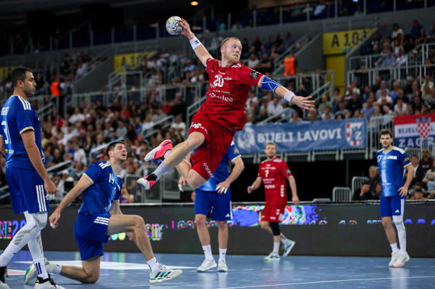 HC Zagreb v Aalborg Handbold - EHF Champions League Men Group Phase - Group C ZAGREB, CROATIA - OCTOBER 8: Felix Moller of aalborg Handbold in action during the EHF Champions League match between HC Zagreb and Aalborg Handbold at Arena Zagreb on October 8, 2026 in Zagreb, Croatia.  IgorxKralj PIXSELL