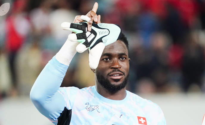 October 26, 2026, Lucerne, Switzerland, Thermoplan Arena, Men s Soccer, 2026–2027 Season, Nations League, Switzerland vs. North Macedonia, 3–0, Photo: Yvon Mvogo, Goalkeeper (SUI), Single Frame, Action