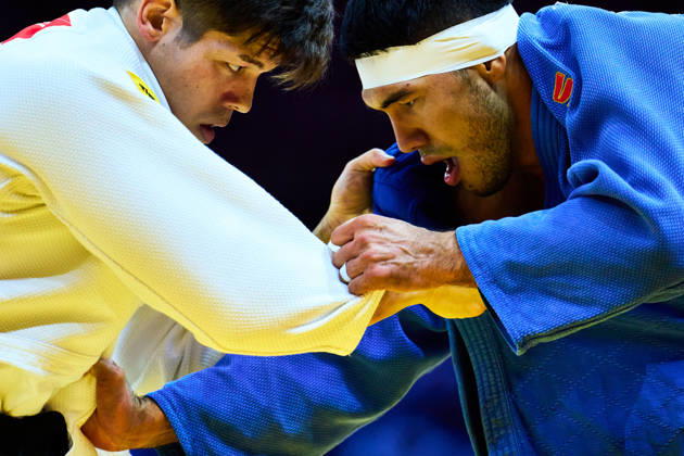 (L-R) Sanshiro Murao (JPN), Sherov Erlan (KGZ), OCTOBER 8, 2026 -Judo : World Judo Championships BAKU2026 Mens -90kg2nd Round match at National Gymnastics Arena in Baku, Azerbaijan.  aflo_354386669 KenxAsakurax
