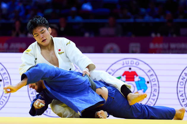 (Top-Bottom) Goki Tajima (JPN),, Fatiyev Murad (AZE), OCTOBER 8, 2026 -Judo : World Judo Championships BAKU2026 Mens -90kgSemi-final match at National Gymnastics Arena in Baku, Azerbaijan.  aflo_354386824 KenxAsakurax