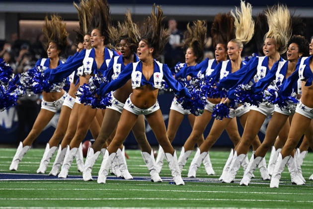 Dallas Cowboys Cheerleaders perform at the Cowboys and Tampa Bay Buccaneers game at AT&T Stadium in Arlington, Texas on Thursday, October 8, 2026.  ARL2026100829 IANxHALPERIN
