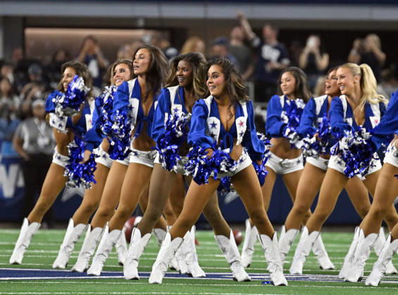 Dallas Cowboys Cheerleaders perform at the Cowboys and Tampa Bay Buccaneers game at AT&T Stadium in Arlington, Texas on Thursday, October 8, 2026.  ARL2026100830 IANxHALPERIN